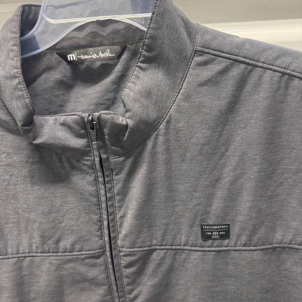 TravisMathew Mens Full Zip Golf Vest Charcoal Grey Heathered XXXL 3XL